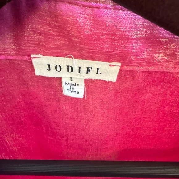 JODIFL Metallic Pink Button Down Shirt - Picture 2 of 6
